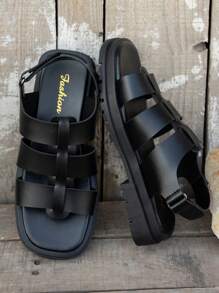 Sandalias de plataforma con cierre de gancho y bucle, estilo europeo y americano, suela gruesa de fondo negro y tacón medio, casuales, deportivas, de caminar, para verano, con suela blanda y plataforma versátil cuñas para mujeres