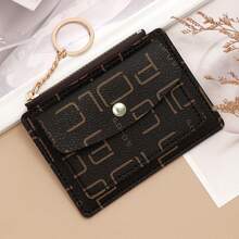 Letter Print Thin Card Holder, Portable Small Card Wallet, Coin Purse, Key Ring Card Sleeve - Multicolor - View 10