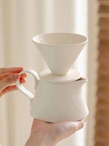 Ceramic Coffee Sharing Pot, Rough Terra Cotta Coffee Hand Brewing Filter Cup, Personalised Cream Wind Ins Coffee Mug For Bff Coffee Utensils Gift.