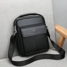 1 件男士简约 PU 皮革单肩包/斜挎包，休闲斜挎包，功能性通勤包，黑色，男友礼物，男士复古侧袋斜挎包，新生活必需品，学生用品，男士必备钱包，时尚男包，商务中学生斜挎包，男包，大学生 PU 单肩包，休闲百搭男包