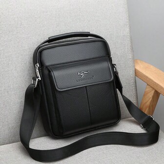 1 st minimalistisk herrväska i PU-läder/axelremsväska, casual axelväska, funktionell pendlarväska, svart, present till pojkvän, herrväska i vintage-stil med sidoficka, nytt livsnödvändighet, studenttillbehör, viktig plånbok för män, modeväska för män, affärsväska för mellanstadiet, herrväska, PU-axelväska för högskolestudenter, casual mångsidig herrväska