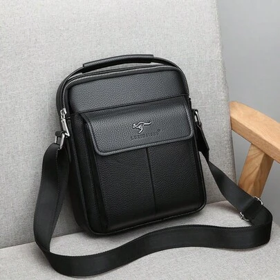 1 件男士简约 PU 皮革单肩包/斜挎包，休闲斜挎包，功能性通勤包，黑色，男友礼物，男士复古侧袋斜挎包，新生活必需品，学生用品，男士必备钱包，时尚男包，商务中学生斜挎包，男包，大学生 PU 单肩包，休闲百搭男包