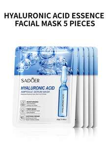 SADOER 5 片装胶原蛋白肽保湿面膜，保湿水疗面膜，含透明质酸、维生素 C、洋甘菊、芦荟 - 黑與白 - 查看 1