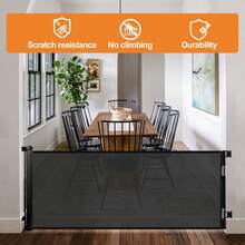 Retractable Baby Gates For Stairs, Dog Gate Indoor Extends , Child Gates For Doorways, Stair Gate Use For Outdoor, Indoor, Hallways, Doorways, Deck, Porch - màu đen - Xem 6