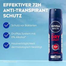 MEN Dry Impact Deo Spray, Antiperspirant For 72h Reliable Protection Against Sweat And Odor, Antibacterial Deodorant Without Ethyl Alcohol (150 Ml) - 或者 - 查看 3