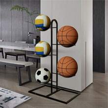 1 Stück 2/5 stöckiges Innen- und Außen Sportball Ausstellungsregal, für Fußball, Volleyball und Basketball, Aufbewahrungsorganizer Regal für Wohnzimmer, Garage, Schlafzimmer, Basketballhalter - Verschiedenfarbig - Übersicht 12