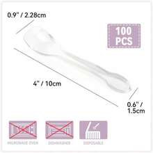 100PCS Tasting Spoons Ice Cream Dessert Taster Spoons Plastic Mini Spoons Disposable Dessert Spoons For Miniature Dessert Cups, Sampling, Small Catering Supplies, Tasting Party (Clear) - Clear - View 3
