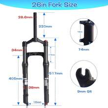 26  4.0 Inch Fat Tire M Air Suspension Fork  Ultralight Rebound Adjustment Front Fork, 120mm Travel, 135mm Spacing Ub 9mm QR Crown Lockout Ideal For Snow Ach XC Mountain Bikes