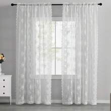 Elegant Shower Curtain Set: White Lace Embroidered Shower Curtain With Floral Design And Tassels, Gothic Bathtub Bathroom Decoration Romantic Home Decoration For Girls And Women, 2 Pieces Of White Lace Transparent Curtains 100*100