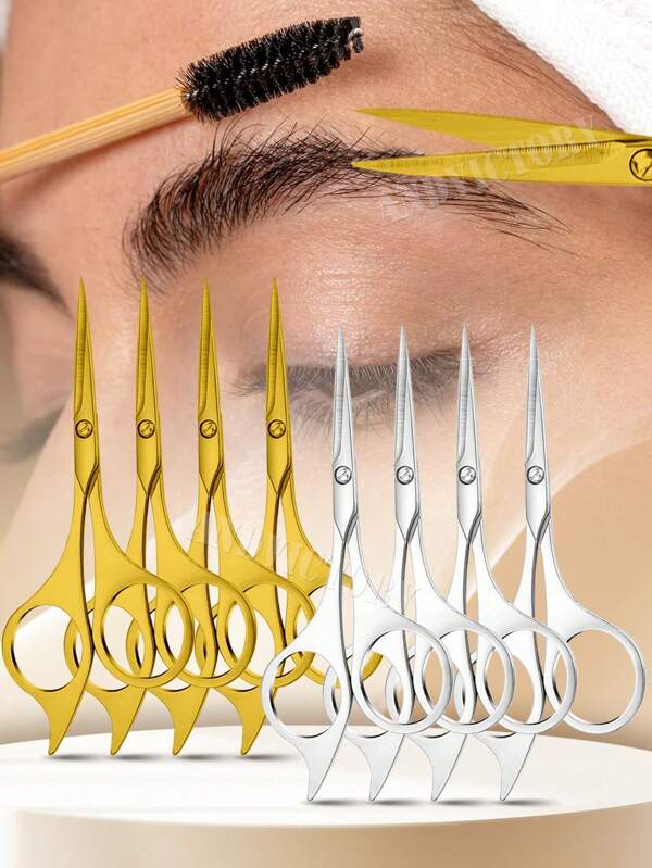 ANDVICTORY 1/2/4Pcs Eyebrows Scissors Stainless Steel Eyelash Facial Hair Nose Hair Scissors Multi-Purpose Beauty Makeup Scissors Grooming Kit Hair Trimming