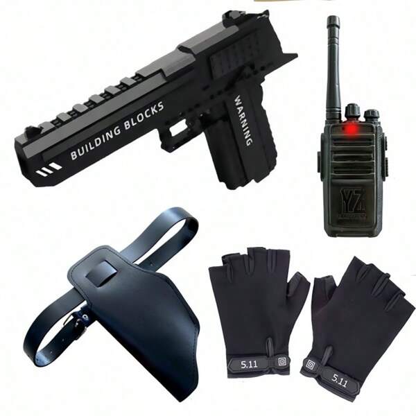 1 conjunto de adereços para festa de cosplay, modelo de pistola de brinquedo de plástico e couro, adereço anti-disparo para fotografia e performance de Halloween