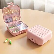 1pc Portable 7-Day Pill Box, Medication Organizer, Sealed Compartment Pill Case, Travel Pill Dispenser - Multicolor - View 4