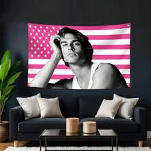 1件裝 粉白條紋背景星形圖案 Ian Somerhalder (Damon Salvatore) 海報橫幅，聚酯纖維，適用於大學宿舍、臥室、客廳、派對、居家房間裝飾，送給女性、好友、粉絲的完美生日禮物 - 彩色 - 查看 6