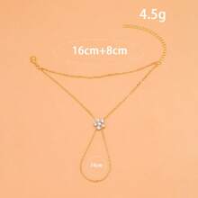 Pulseira de cristal dourado com flor, ajustável, estilo boêmio, com corrente, para mulheres, joia de noiva elegante e sofisticada, acessório versátil para o dia a dia, presente estilo praia