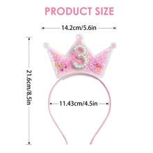 1个生日皇冠发箍，适合3-9岁儿童，公主风头饰，粉色发饰，生日礼物发箍，发带，发圈，秋季款，女士发箍 - 彩色 - 查看 3