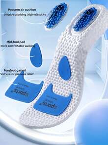 1 双男女通用气垫足弓支撑运动鞋垫，高回弹减震透气吸湿排汗鞋垫，适用于篮球、跑步 - 彩色 - 查看 3