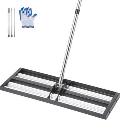 Lawn Leveling Rake, 30" X10" Level Lawn Tool, Heavy-Duty Lawn Leveler With 78"" Steel Extended Handle, Yard Leveling Rake Suit For Garden, Golf Lawn, Farm, Green