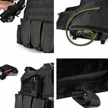 Chaleco de Entrenamiento Táctico Ajustable para Airsoft| Camping, pesca, caza, regalo para Halloween y Año Nuevo - BK - Ver 4