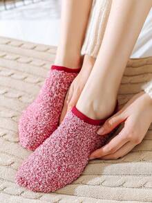 1/3/6 Pairs Women Fuzzy Non-Slip Loafer Socks, Soft Cozy Breathable Low-Cut House Socks - Multicolor - View 6