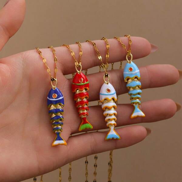 1 Peça Colar Tipo Pingente de Peixe Koi Dourado Estilo Europeu e Americano Popular, Colar de Peixe Koi da Sorte na Moda para Mulheres
