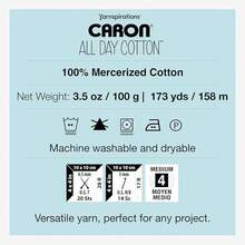 Caron All Day Cotton - Paquete de 3 hilos de algodón% mercerizado dorado de 173 yardas - Color de malva - Ver 8