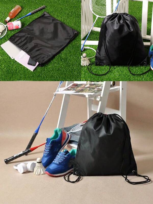 1pc Waterproof Lightweight Drawstring Bag, Large Capacity Backpack, Outdoor Sports Backpack For Cycling Walking Running, Simple Casual Solid Color Backpack For Men And Women