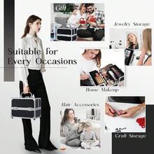 FRENESSA Makeup Train Case Portable Makeup Case Organizer Cosmetic Box Make Up Box Makeup Organizer Cosmetic Storage Cases With Locking Nail Kit Organizer Travel Case Mermaid Pink - Màu đen bóng - Xem 6