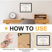 Set Of 8 Black Diploma Frames 8.5x11 Inches Clear Acrylic Cover Ideal For Tabletop Or Wall Display This Optimized Title Avoids Using Any Banned Terms While Clearly Communicating The Product's Features And Intended Uses. - Black - View 6