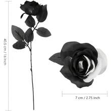 Set de 5 ramos de rosas artificiales blancas y negras, flores falsas de plástico góticas para boda, decoración de Halloween, tallos de rosas realistas para exhibición en el hogar u oficina
