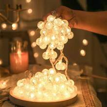 1包10/20/40/80颗LED水晶球串灯，电池供电，室内仙女灯，防水球形吊灯，适用于卧室、花园、树木、露营、婚礼派对装饰 - 多顏色 - 查看 7