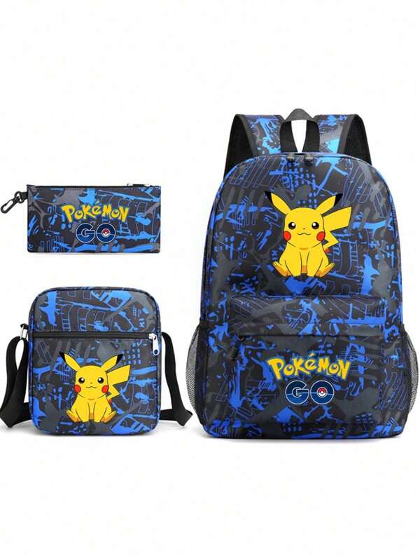 حقيبة مدرسية كبيرة السعة مريحة من البوليستر مزينة برسومات كرتونية، حقيبة ظهر مخفضة للطلاب، حقيبة كروسبودي