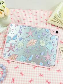 1个透明亚克力粉色边框海星贝壳图案平板保护壳，兼容iPad Mini 6/Mini 7/Air 1/Air 2/9.7/10.2/10.5/Air 4/Air 5/10.9/Pro 11/第十代/Air 11英寸(M2)-2024/Pro 11英寸(M4)-2024/iPad Air 11英寸(M3) 2025/iPad (A16) 11英寸第十一代 2025。高透明度亚克力后盖，亚克力平板电脑保护壳，单层外壳，不带笔槽。 - 粉色 - 查看 6