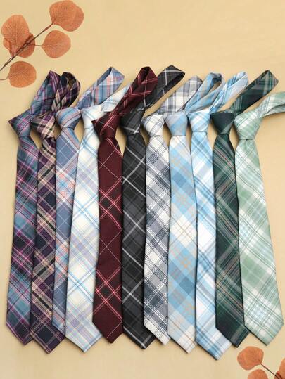 1 Adet Kadın Günlük Ekose Çizgili Desenli Kravat, Flört, Okul, Geziler ve Fotoğraf Çekimleri İçin Uygun, Her Mevsim Noel Dekorasyonu İçin Giyilebilir