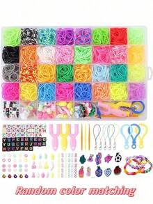 32色橡皮筋编织套装，DIY橡皮筋手链套装，适用于40、36、28、24、15格编织，可用于制作手链、礼品和工艺品 - 盒裝 - 查看 17
