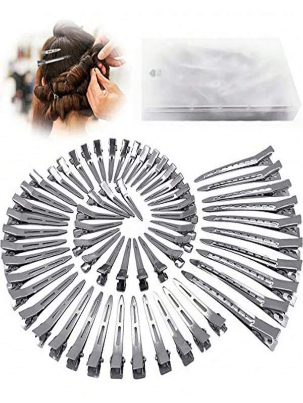 10 piezas Pinzas para el cabello con forma de metal plateado, Pinzas para el cabello de cocodrilo plateado, Estilo de cabello largo para mujeres con rizos divididos y de aguja, Adecuado para planchas de rizos, salones, pinzas de garra, pinzas para el cabello, pasadores para el cabello, barrettes para el cabello, artículos escolares