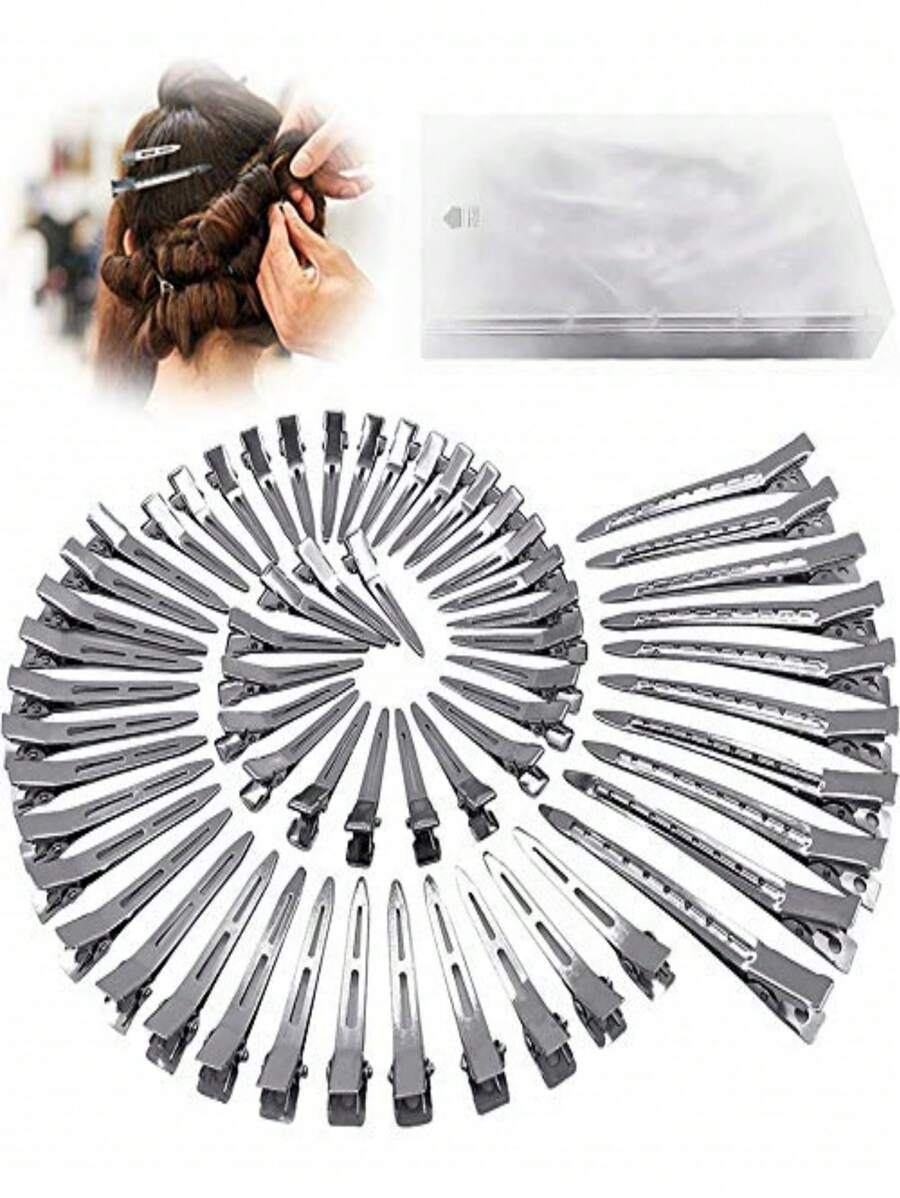 10pcs Silver - Metal Shaped Down Hair Clips, Silver Crocodile Hair Clips, Women's Long Hair Styling Split And Needle Curls, Suitable For Curling Irons, Salons, Claw Clips, Hair Claws, Hair Slide, Hair Barrettes, School Stuff