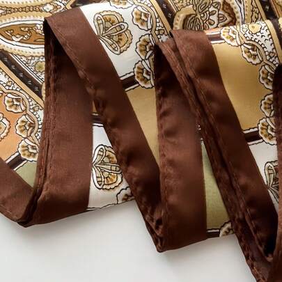 Women's Minimalist Printed Scarf, New Fashion Ladies' Headscarf, Multifunctional Waistband, Hair Accessory, Witch Scarf, Ladies' Light Pink Printed Satin Square Scarf, Fashionable Outdoor Headband Or Headwrap, Suitable For Spring And Summer, Can Be Used As Headscarf, Headband, Hair Hoop, Ideal Choice To Enhance Styling In Autumn/Winter, Essential For Students, Unisex