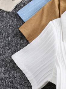 Set de 6 piese pentru băieți, costum de exterior casual, culoare solidă, confortabil, versatil, bluză și pantaloni scurți asortați, culoare solidă, primăvară/vară