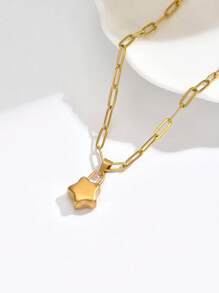 Juego de 1 set de 3 piezas de collares con colgante de sol, luna y estrella chapado en oro de 18k de acero inoxidable, joyería minimalista y elegante para hombres y mujeres