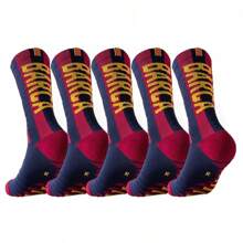 1/5 Pairs, Men's Soccer Socks With Anti Slip And Wear-Resistant Midsole, Sports Socks, Basketball Socks