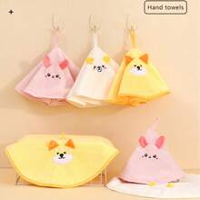 1 pieza Toalla de mano de felpa coral con forma de galleta en forma de queso y globo terráqueo, toalla pequeña redonda absorbente con colgador, toalla de mano bordada con diseño de animal lindo para baño y cocina, toalla pequeña redonda absorbente y de secado rápido para uso doméstico