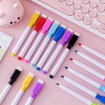 8 支/套黑白马克笔、彩色马克笔（颜色随机）、可水洗墨水、带刷子的白板笔、水性笔，适用于白板、教室、家庭和办公室