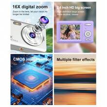 4K数码相机4800万像素高清摄影旅行自拍相机2.4英寸屏防抖16倍变焦学生自拍迷你相机 (粉色) - 粉色 - 查看 10