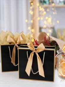 10pcs/20pcs/Black Gift Bags With Carrying Handles, 11 Inch Medium Gift Bags, Suitable For Birthday Party, Girlfriends Party Gift Wrapping Or Wedding Gender Reveal Valentine's Day Use. - Black - View 7