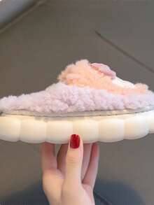 Kinder Cartoon Kaninchen Plüsch gefütterte Thermoslipper, Jungen & Mädchen Fellsandalen für Zuhause - Pink - Übersicht 5