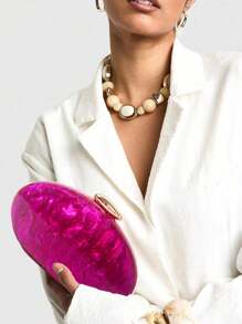 1 pieza Elegante bolso de mano de acrílico púrpura para mujer, bolso de noche minimalista con efecto de mármol para fiesta, boda, baile de graduación, banquete