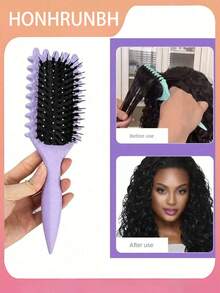 新款卷发刷，2025 最新款野猪鬃毛造型刷，卷发刷，适合所有风格和所有女性卷发男孩情人节心形女士情人节 T 恤情人节心形装饰针织毛衣，旅行必需品