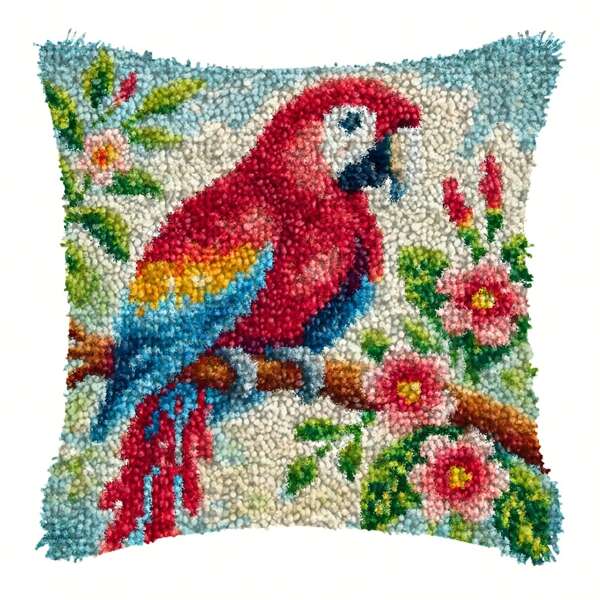 1pc Budgie, Red, Green, Blue And Yellow, Available In A Variety Of Styles Latch Kit, DIY Throw Pillow Cover, Sewing Cushion Cover, Hand Crochet, Suitable For Large Family 17x17 Inches