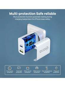 20W USB C 快速充电器，2 端口 PD USB-C 壁式插头（1 件装），带快速充电 QC3.0，USB-C 电源适配器 C 充电器 AU-Plug SAA 认证，兼容 16/15/14/13/12、Pixel 7/6、Switch、S22/21，适用于多人充电、多设备充电、家庭充电需求和办公桌手机充电器多端口 Nan - 查看 4