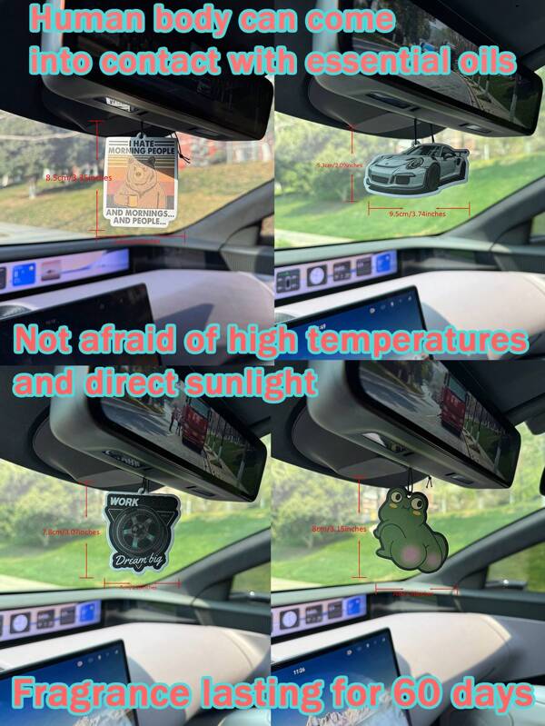 Fresh Lasting Car Air Freshener - Aromatherapy Scented Hanging Paper, Aroma Relax Tablet, Alcohol-Free, Suitable For Rearview Mirror And Air Vent